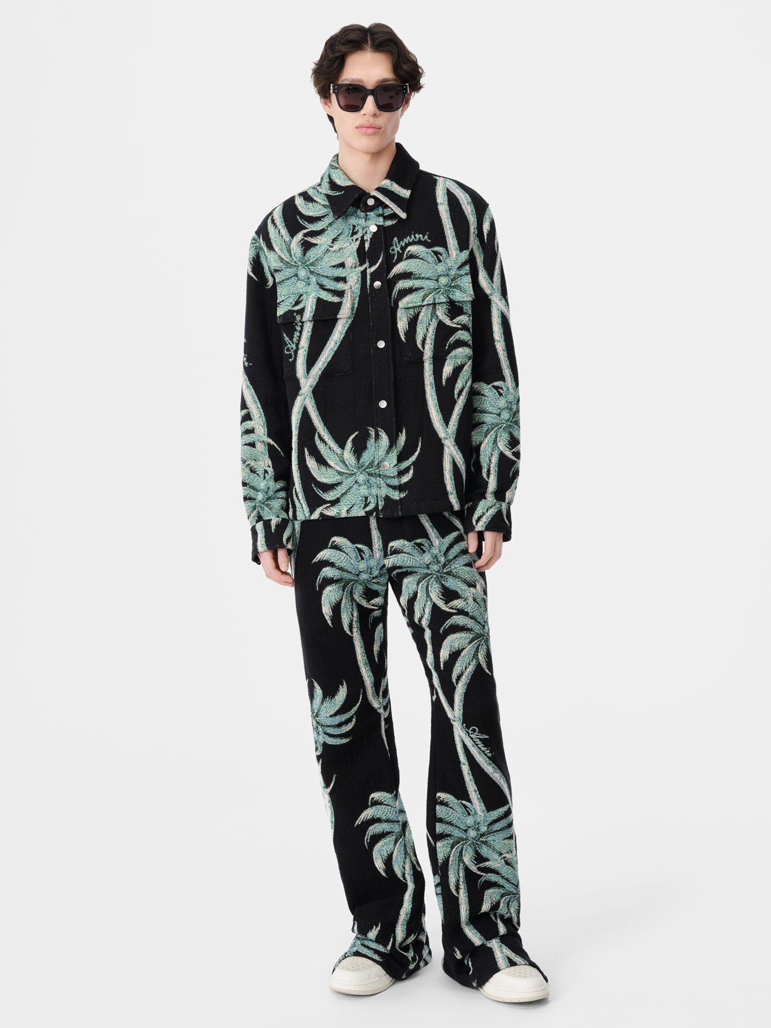 Amiri Twisted Palms Tapestry Overshirt Men Shirts Black | ACRDETJ-57
