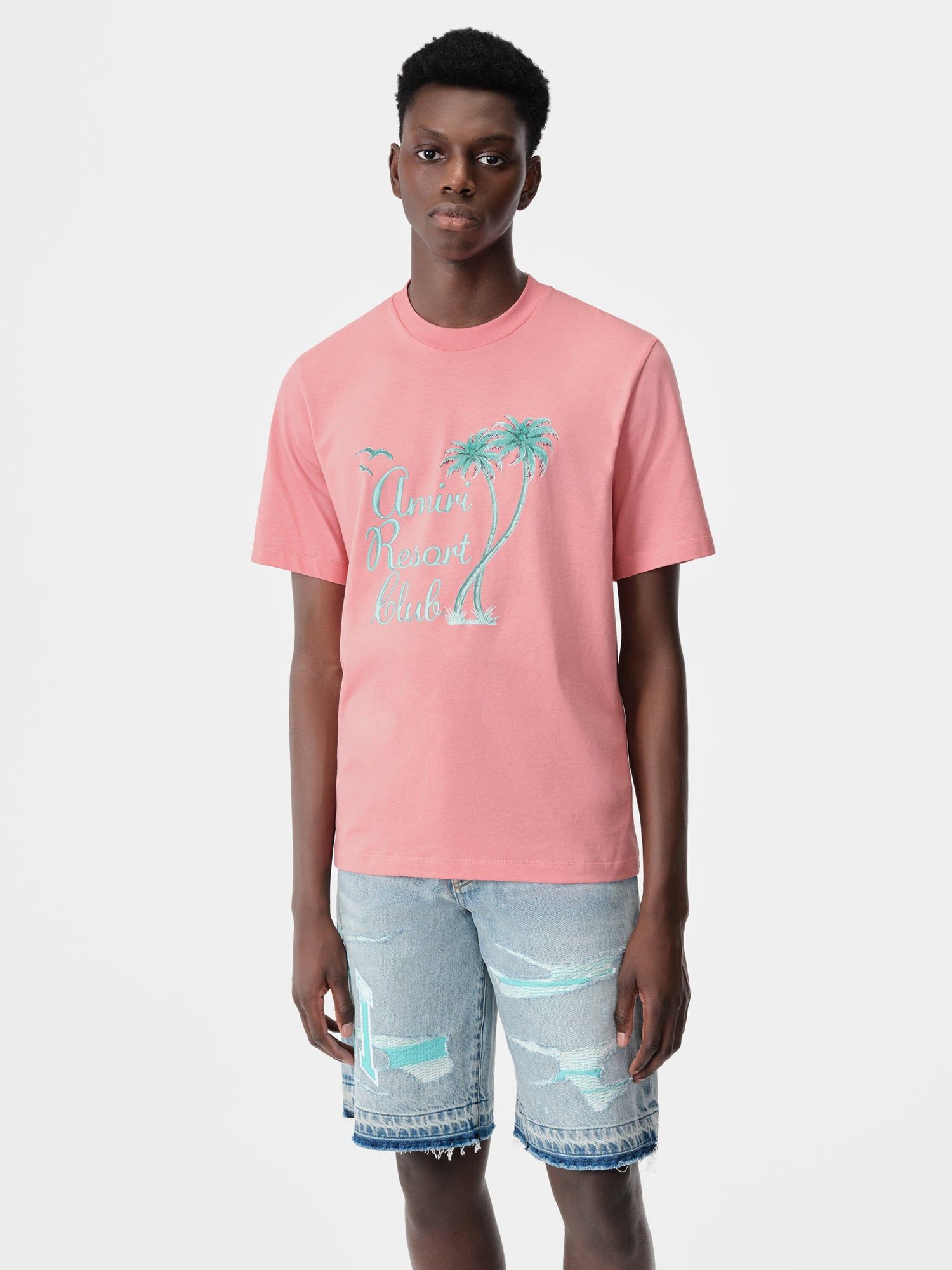 Amiri Twisted Palms Tee Men T Shirts Pink | XNFRQYV-10