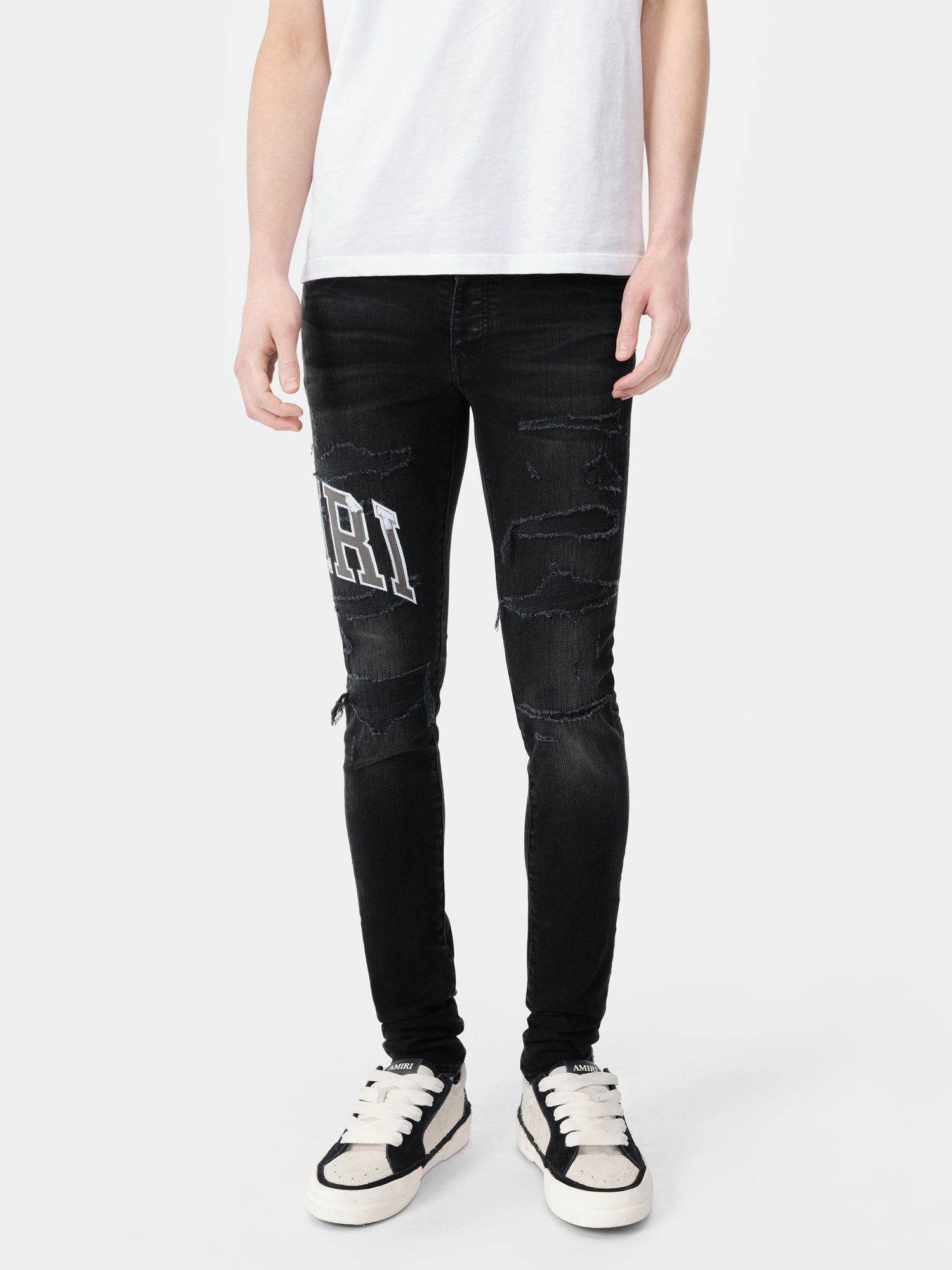 Amiri Varsity Logo Repair Jean Men Denim Black | HEQWXYR-39