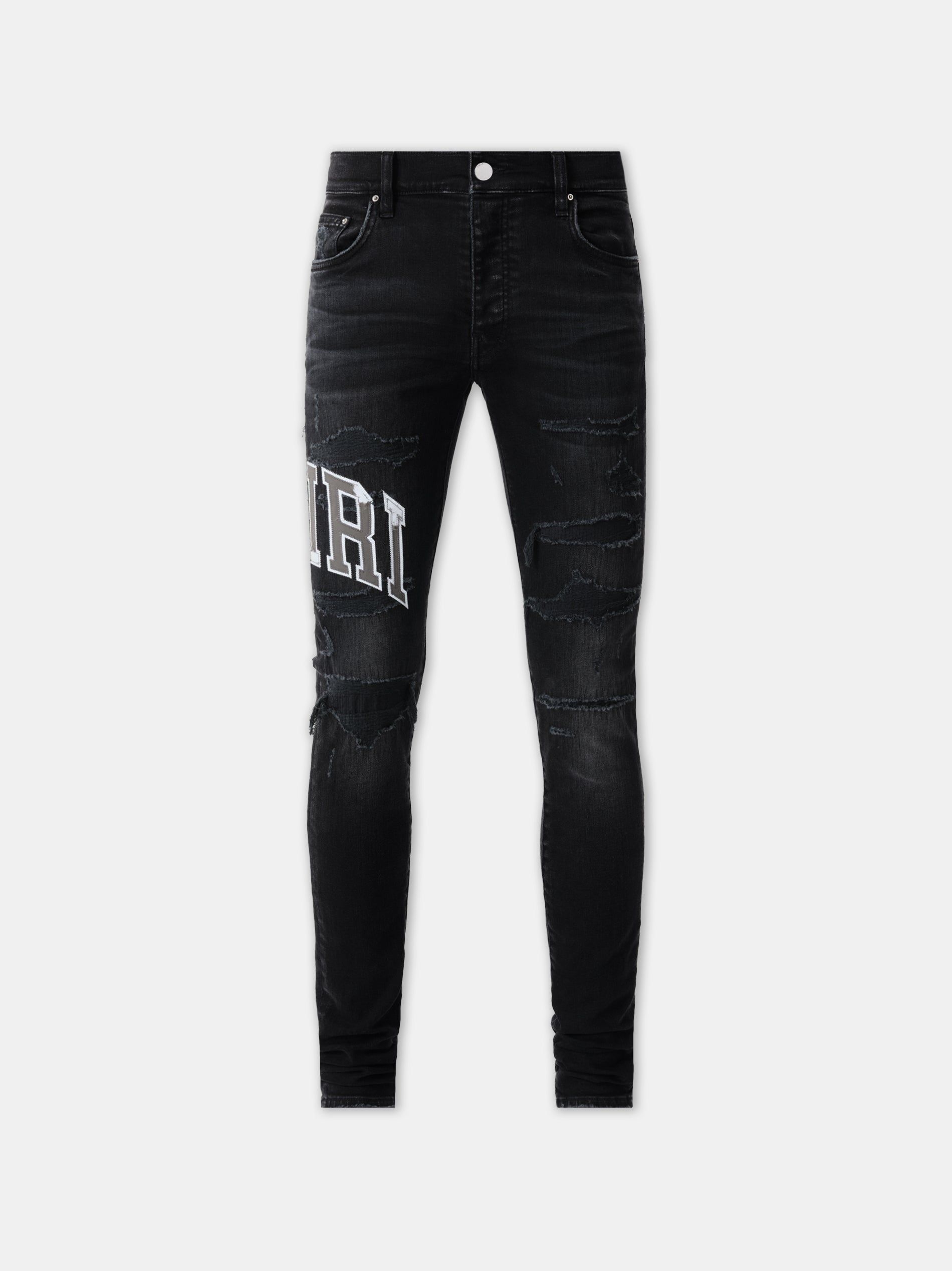 Amiri Varsity Logo Repair Jean Men Denim Black | HEQWXYR-39