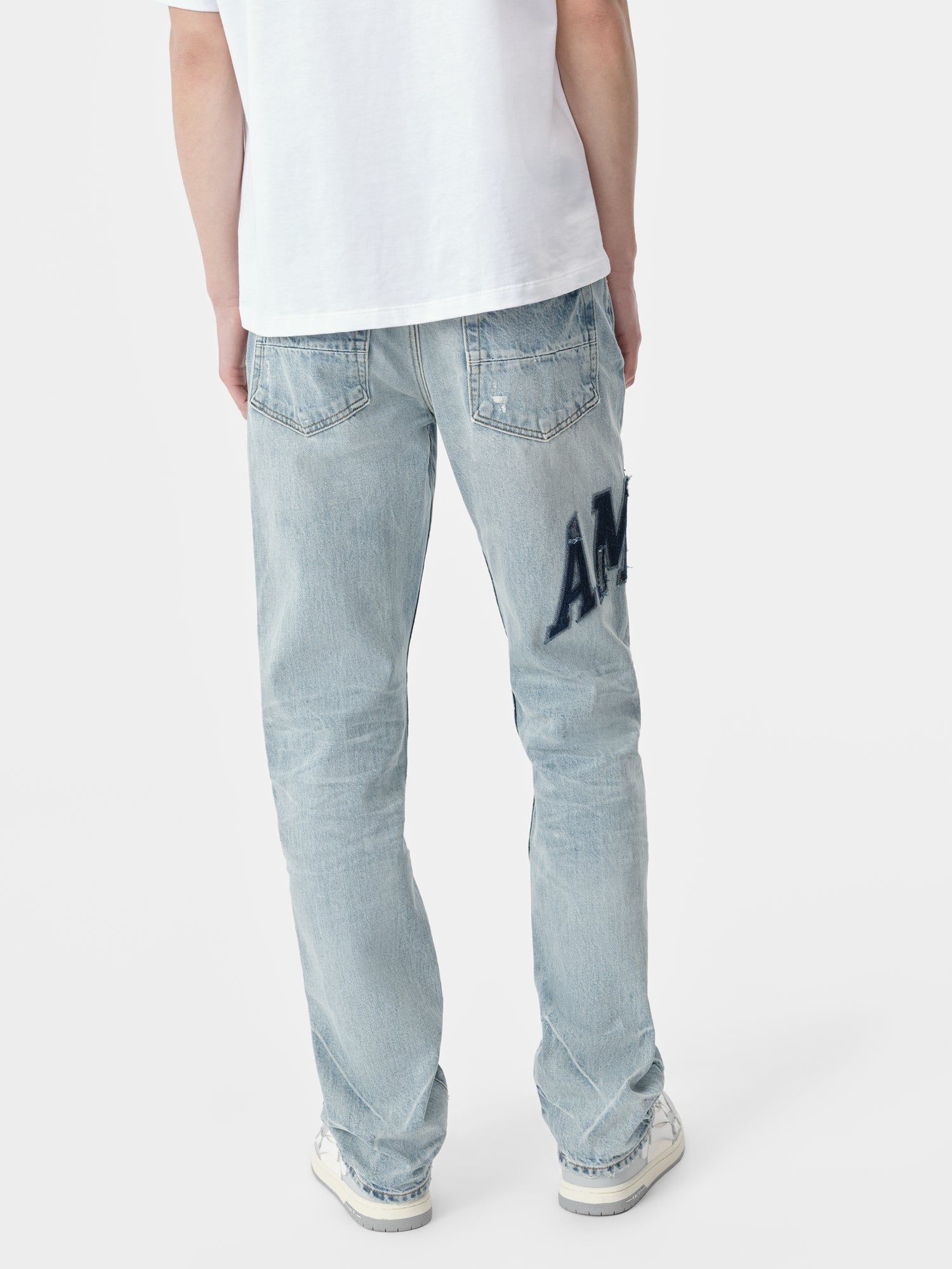 Amiri Varsity Logo Repair Straight Men Denim Indigo | KFPXOSN-59