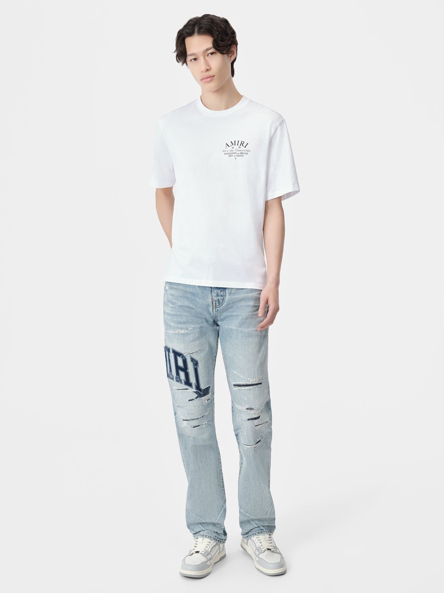 Amiri Varsity Logo Repair Straight Men Denim Indigo | KFPXOSN-59