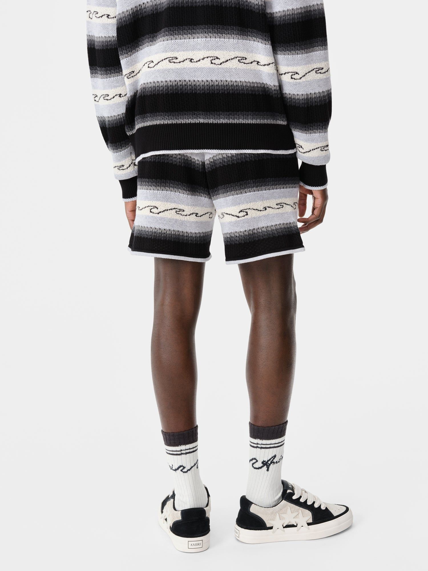 Amiri Wave Baja Stripe Short Men Knitwear Black | PWSNYGU-70