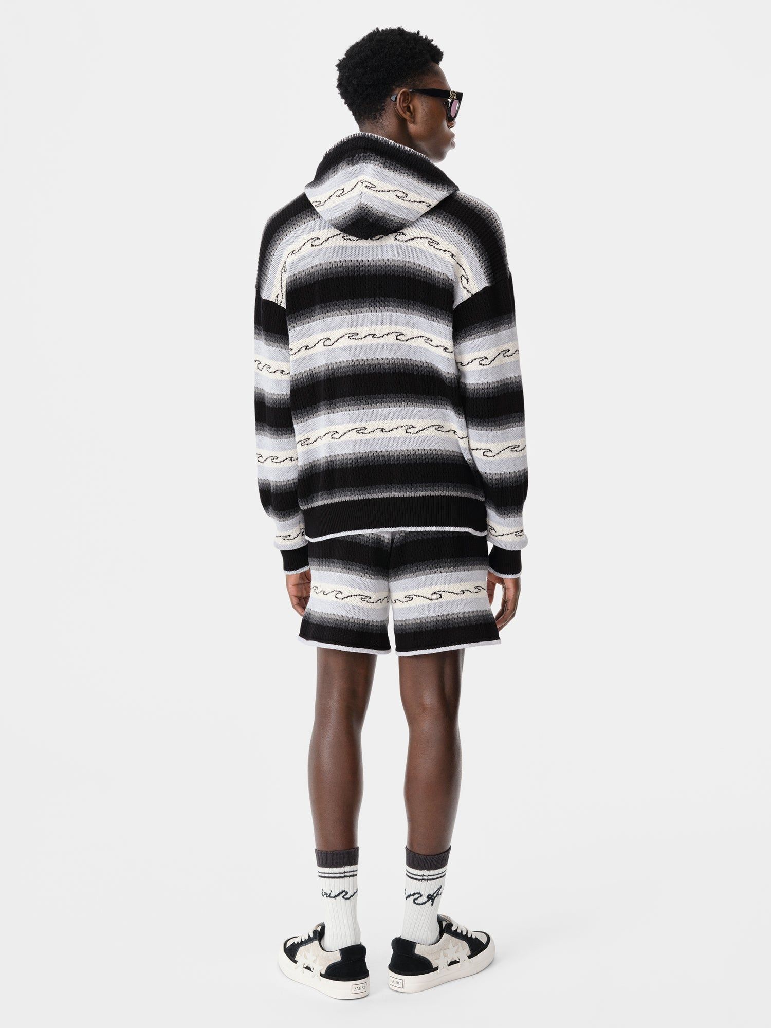 Amiri Wave Baja Stripe Short Men Knitwear Black | PWSNYGU-70