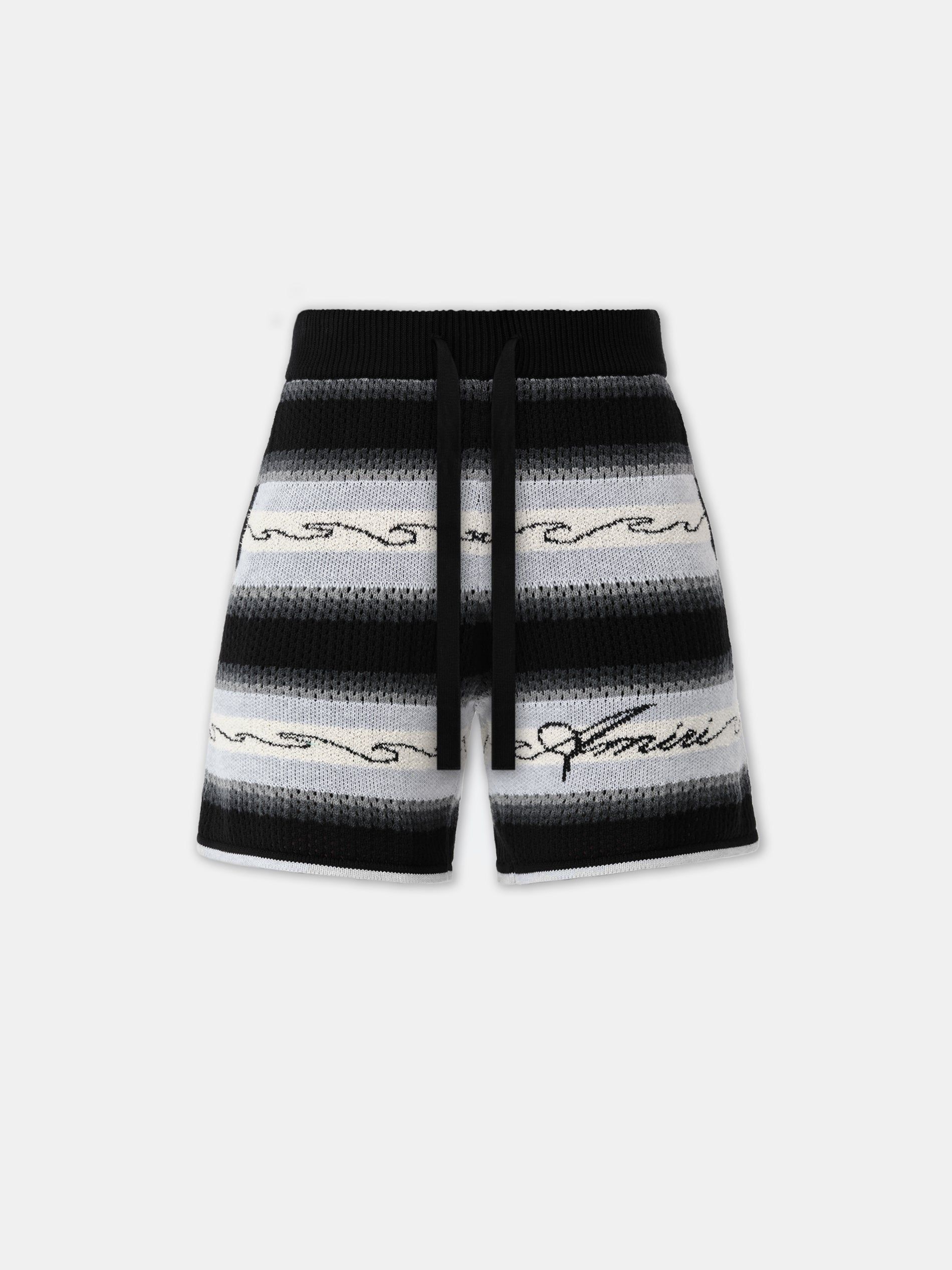 Amiri Wave Baja Stripe Short Men Knitwear Black | PWSNYGU-70