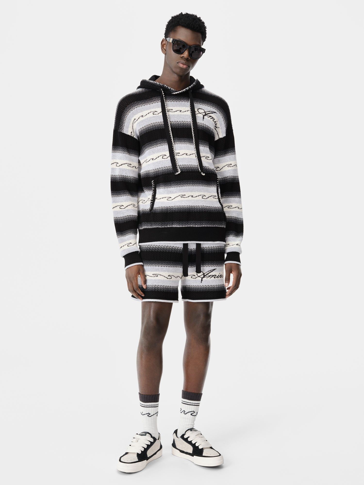 Amiri Wave Baja Stripe Short Men Shorts Black | DGMKLXT-05